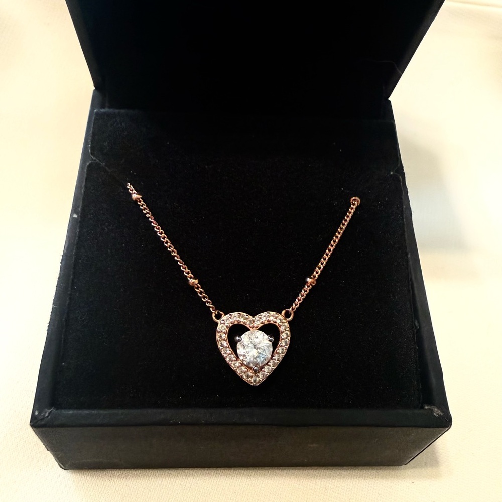 Zales 5.0mm White Sapphire Heart Bead Station Necklace - Picture 3 of 4